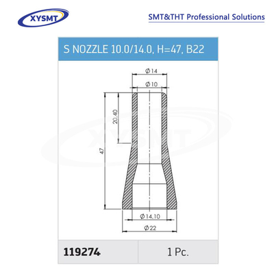 119274 S NOZZLE 10.0-14.0 H=47 B22 cho Ersa Chiếc phụ tùng máy hàn