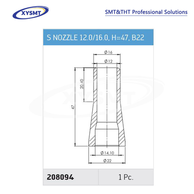 208094 S NOZZLE 12.0-16.0 H=47 B22 cho Ersa Chiếc phụ tùng máy hàn