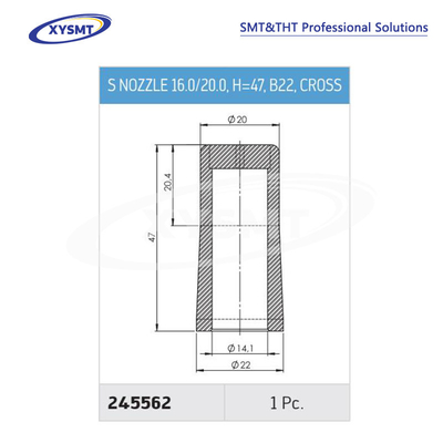 245562 S NOZZLE 16.0-20.0 H=47 B22 CROSS cho Ersa Chiếc phụ tùng máy hàn