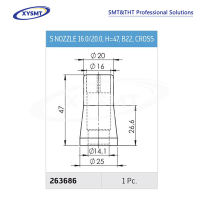 263686 S NOZZLE 16.0-20.0 H=47 B22 CROSS cho Ersa Chiếc phụ tùng máy hàn