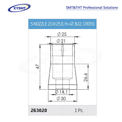 263020 S NOZZLE 21.0-25.0 H=47 B22 CROSS cho Ersa Chiếc phụ tùng máy hàn