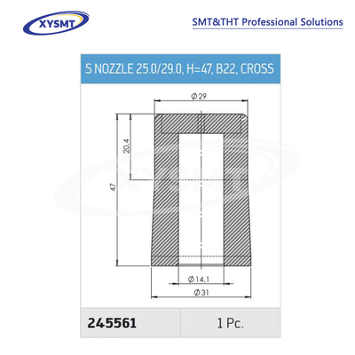 245561 S NOZZLE 25.0-29.0 H=47 B22 CROSS cho Ersa Chiếc phụ tùng máy hàn