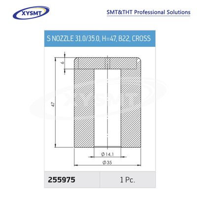 255975 S NOZZLE 31.0-35.0 H=47 B22 CROSS cho Ersa Chiếc phụ tùng máy hàn
