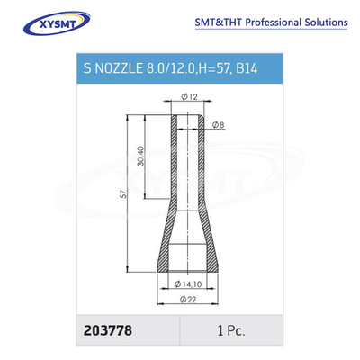 203778 S NOZZLE 8.0-12.0 H=57 B14 cho Ersa Chiếc phụ tùng máy hàn