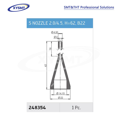 248354 S NOZZLE 2.0-4.5 H=62 B22 cho Ersa Chiếc phụ tùng máy hàn