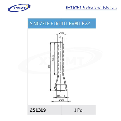 251319 S NOZZLE 6.0-10.0 H=80 B22 cho Ersa Chiếc phụ tùng máy hàn